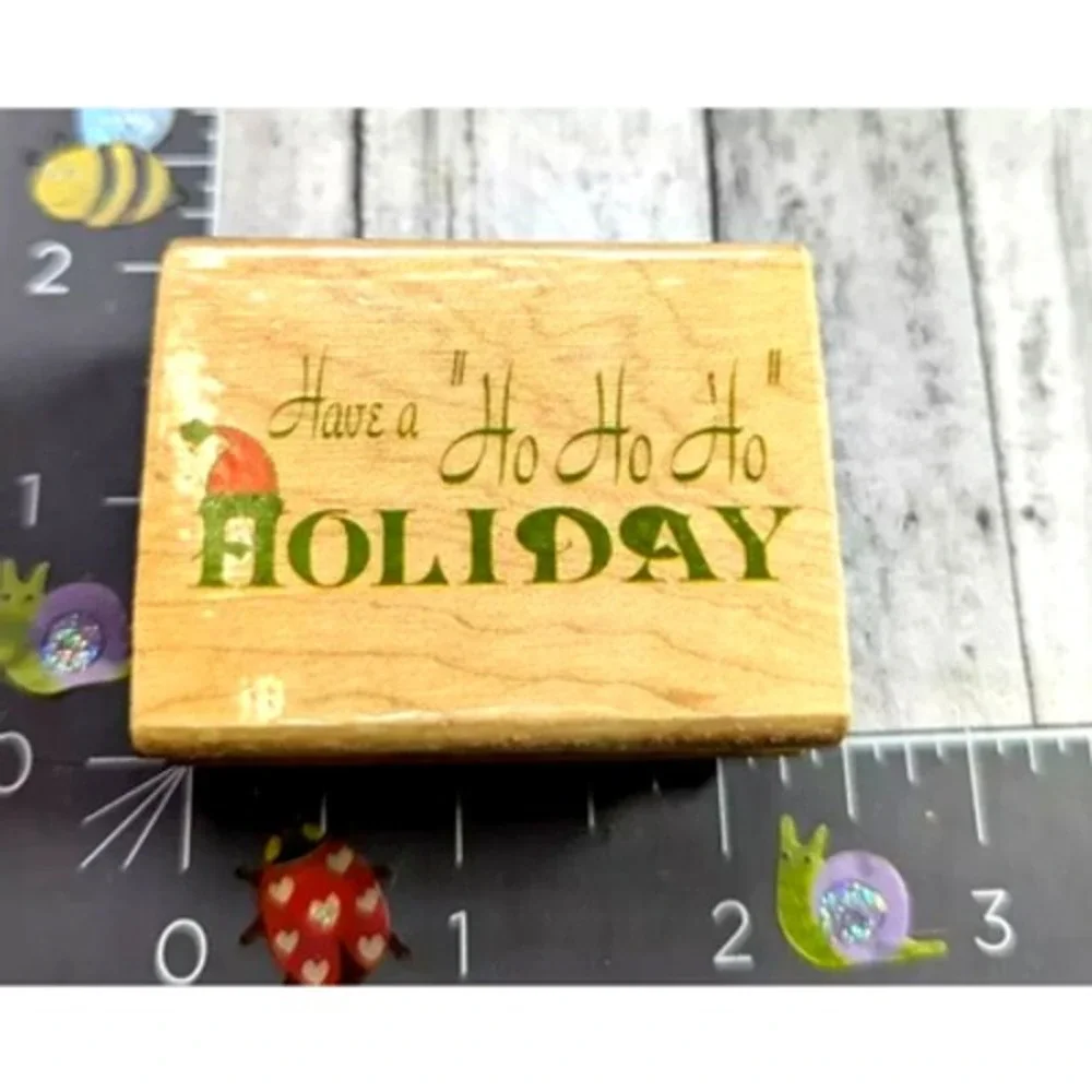 Canadian Maple Have A Ho Ho Ho Holiday Rubber Stamp Wood #B95